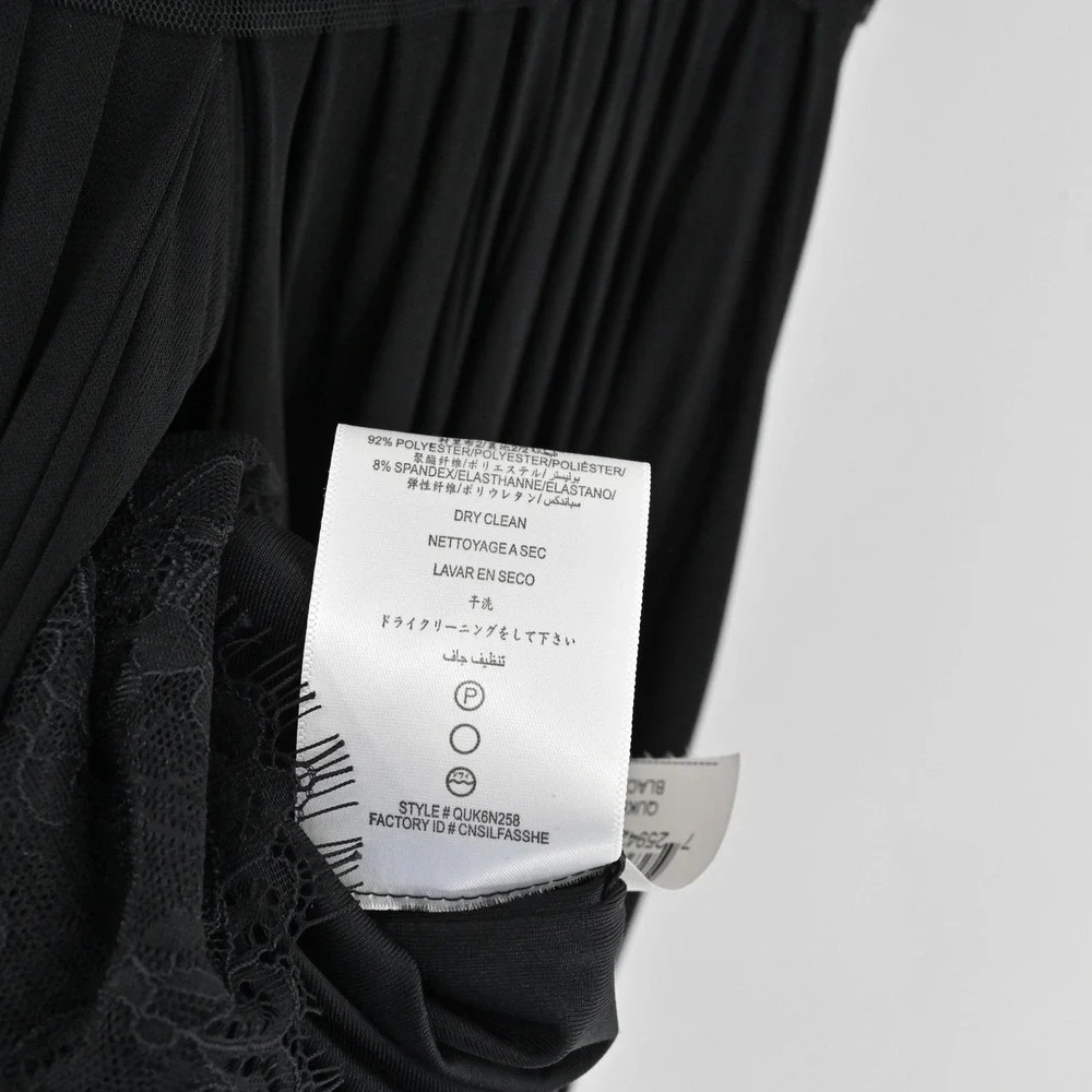 BCBGMAXAZRIA Kore Lace Strapless Mini Dress Size XS Black Goth Ruched Bubble Hem